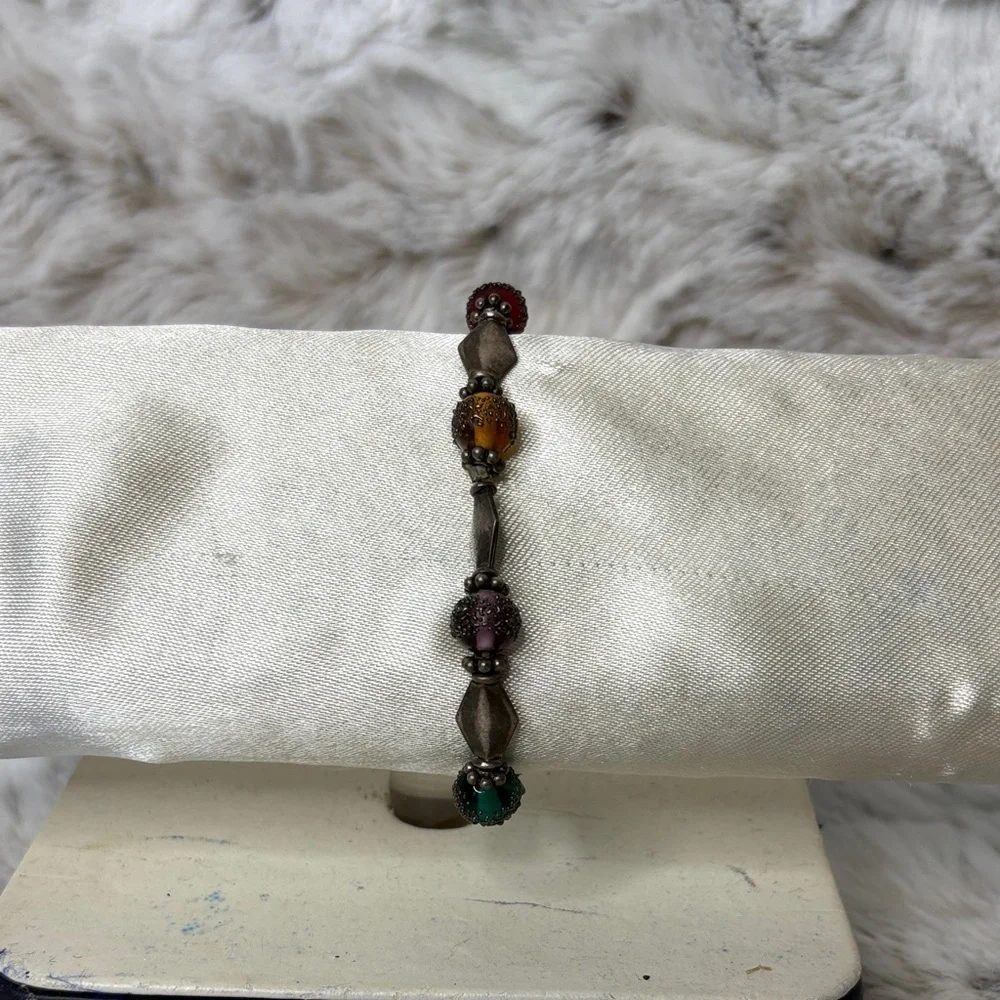 Green, Blue, Red, Purple Beaded Stretch Bracelet